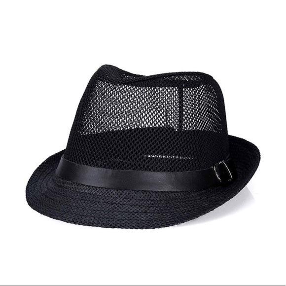 Other - Fedora Black Mesh Short Brim Hat